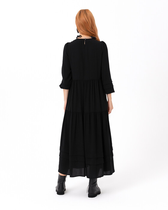 Volanlı Uzun Kollu Elbise