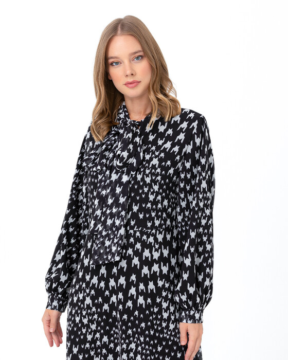 SCL PATTERNED SCARF LONG SLEEVE DRESS