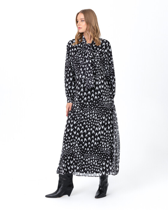 SCL PATTERNED SCARF LONG SLEEVE DRESS