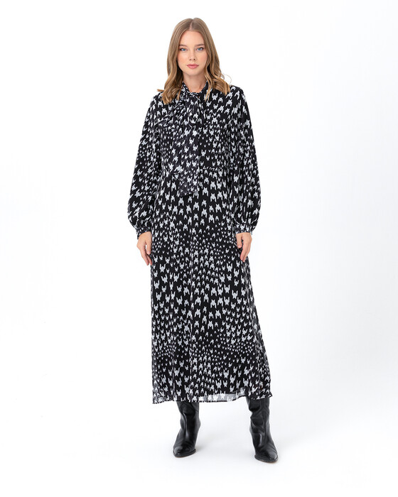SCL PATTERNED SCARF LONG SLEEVE DRESS