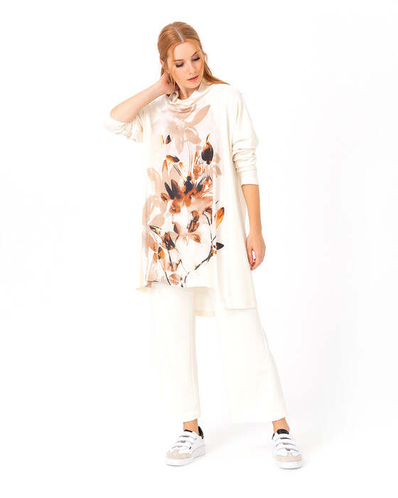 SCL FLORAL PATTERNED VERTICAL COLLAR TUNIC