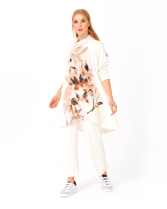 SCL FLORAL PATTERNED VERTICAL COLLAR TUNIC