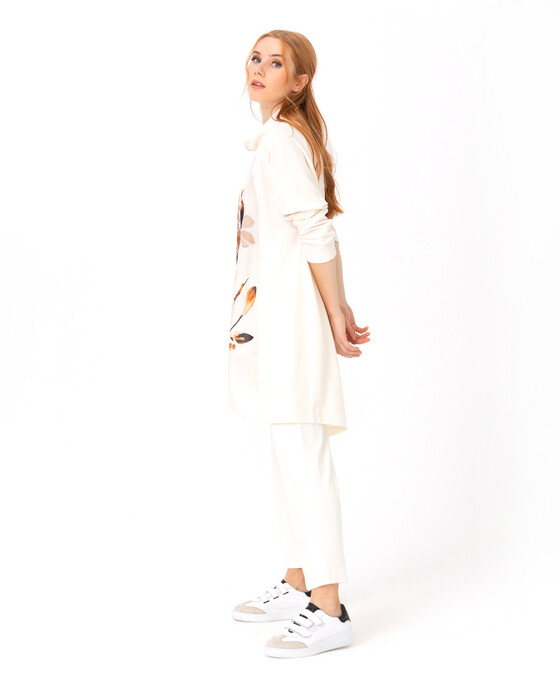 SCL FLORAL PATTERNED VERTICAL COLLAR TUNIC