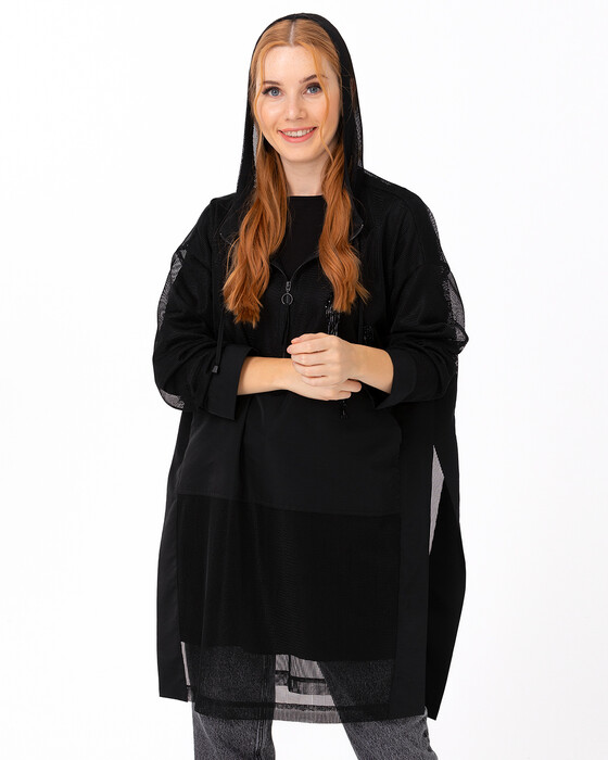 SCL MESH TUNIC WITH KANGAROOPOCKET