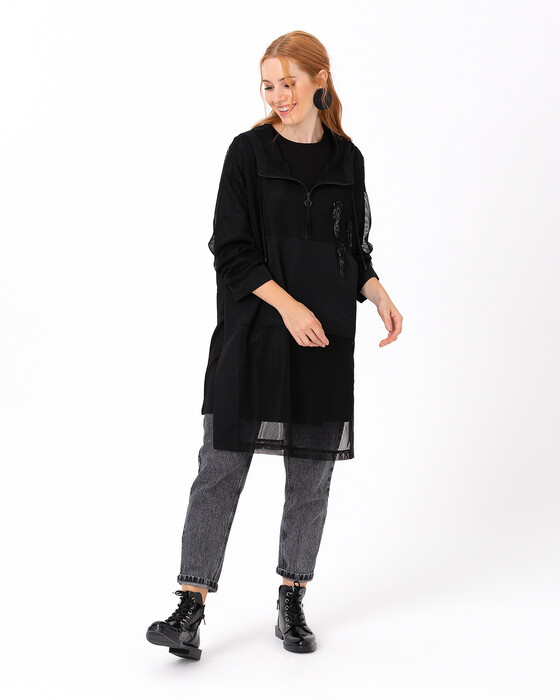 SCL MESH TUNIC WITH KANGAROOPOCKET