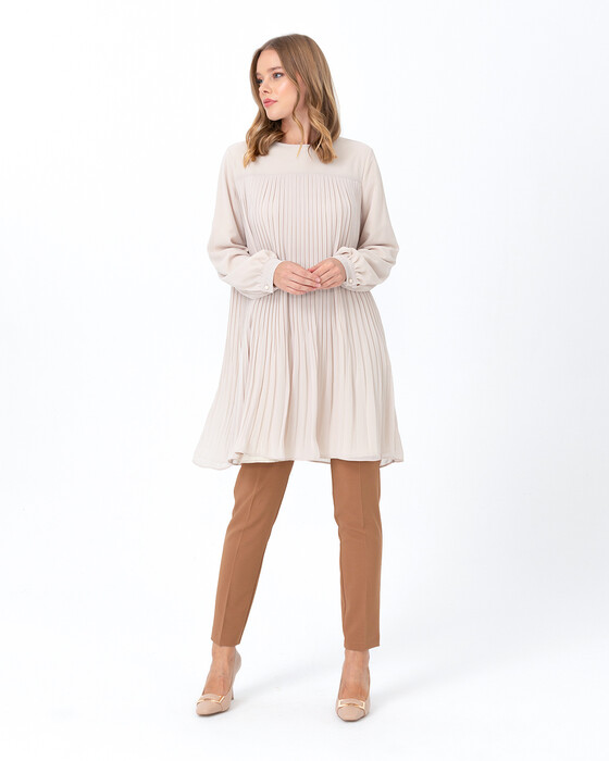 Pliseli Uzun Kollu Tunik