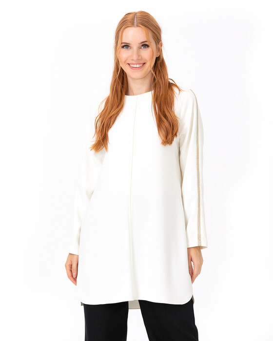 Şeritli Yuvarlak Yakalı Tunik