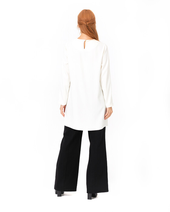 Şeritli Yuvarlak Yakalı Tunik