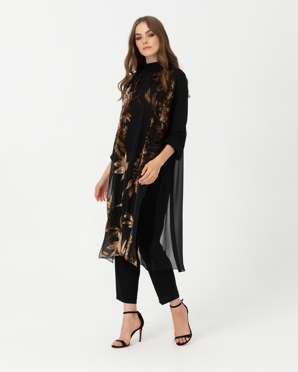 Çiçek Desenli Tül Tunik