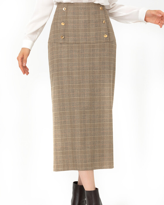 SCL SQUARE PATTERNED LONG SKIRT