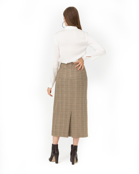 SCL SQUARE PATTERNED LONG SKIRT