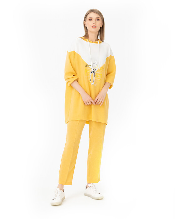 MESH DETAILED HOODED SWEATSHIRT