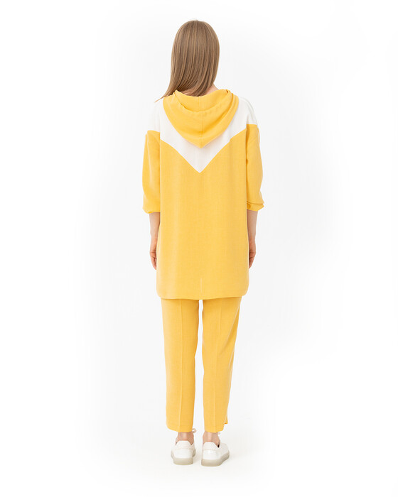 MESH DETAILED HOODED SWEATSHIRT