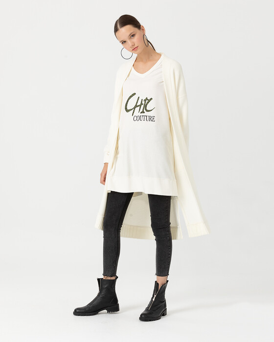 KNITTED CARDIAN WITH BIRD EYE DETAIL