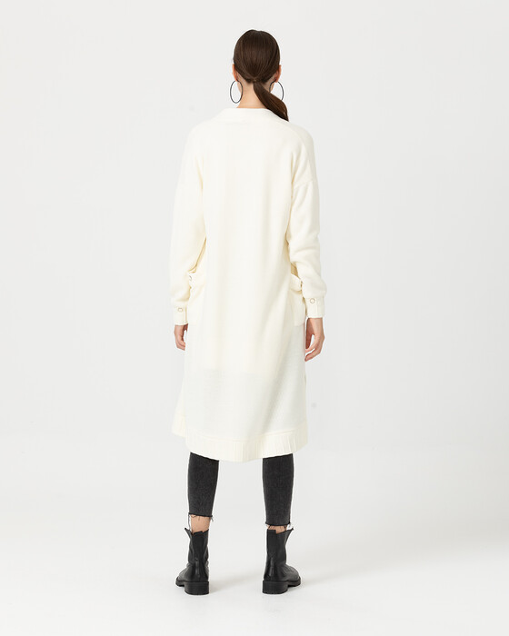 KNITTED CARDIAN WITH BIRD EYE DETAIL