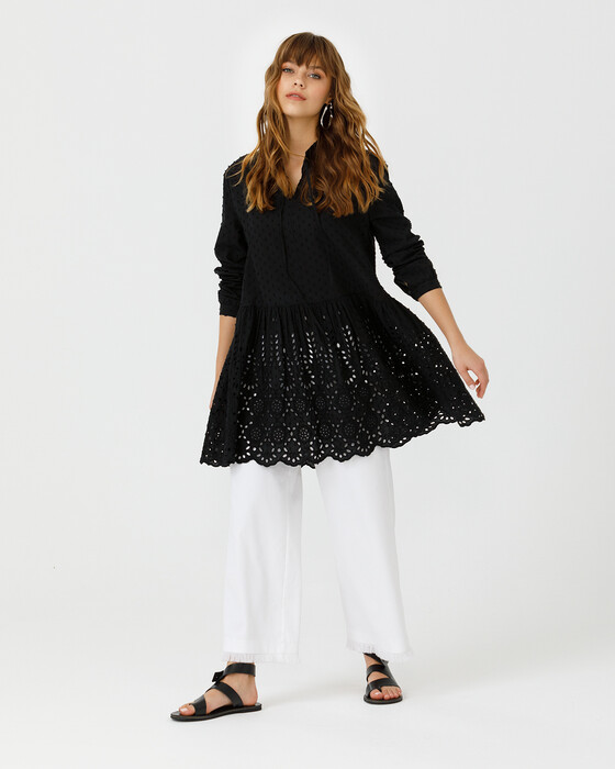 Volanlı Lazer Kesim Tunik