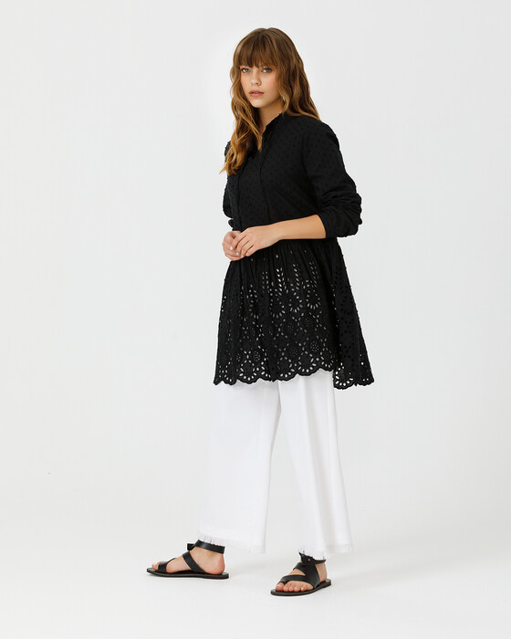 Volanlı Lazer Kesim Tunik