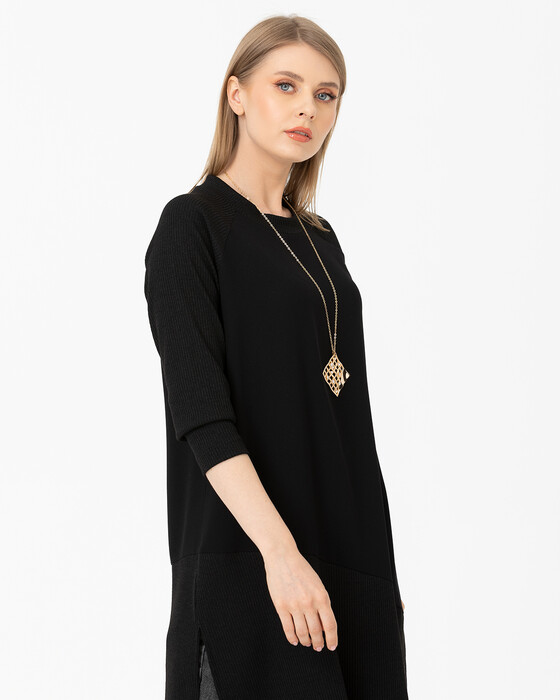 ROUND NECK TUNIC WITH SLIT