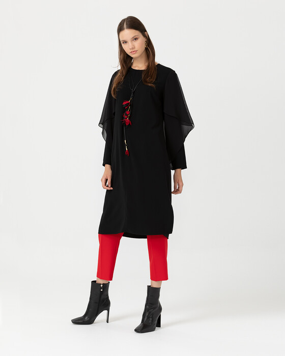 Volan Detaylı Şifon Tunik