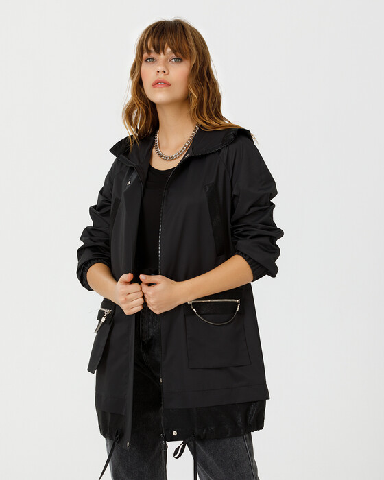 ZIPPER DETAILED TRENCH COAT