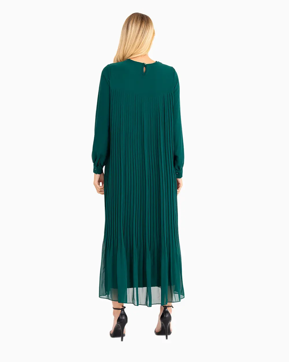 Pliseli Uzun Kollu Elbise