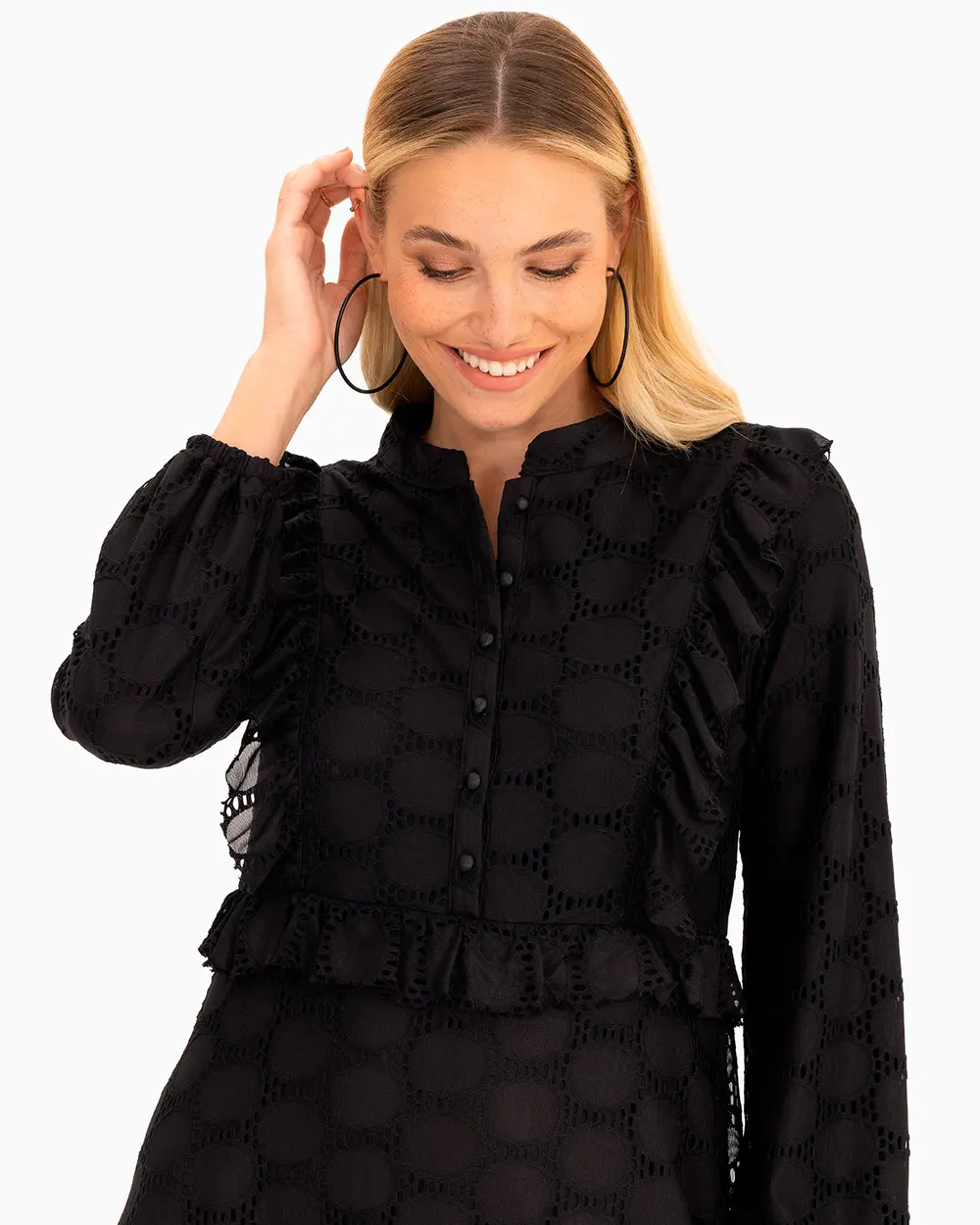 Fırfırlı Fistolu Elbise