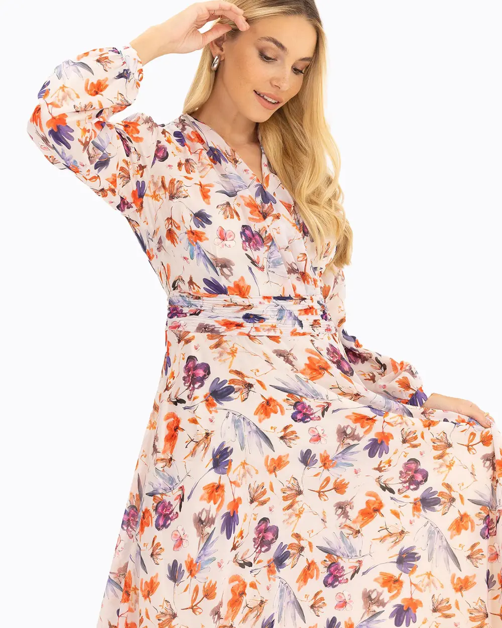  Floral Patterned Maxi Length Dress