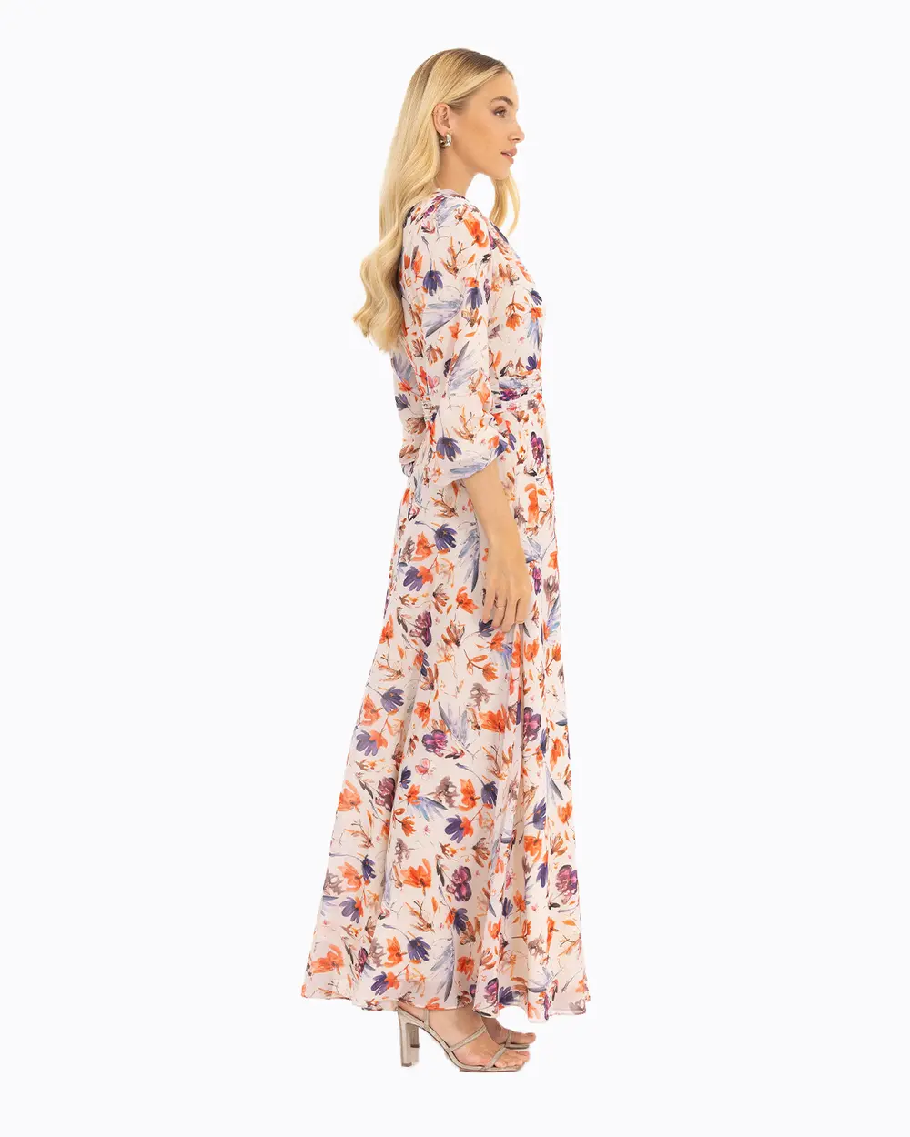  Floral Patterned Maxi Length Dress