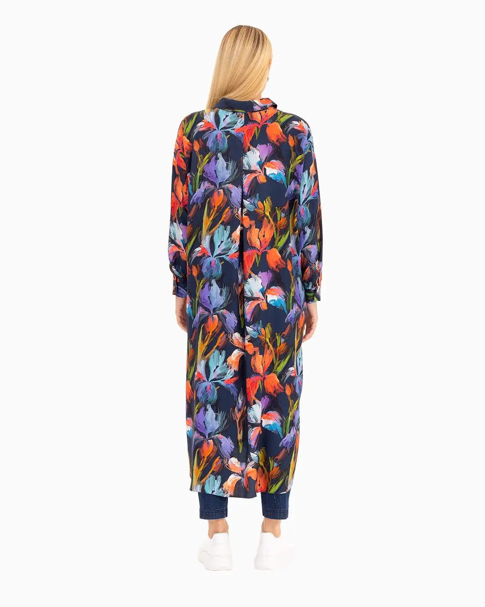 Çiçek Desenli Midi Boy Tunik