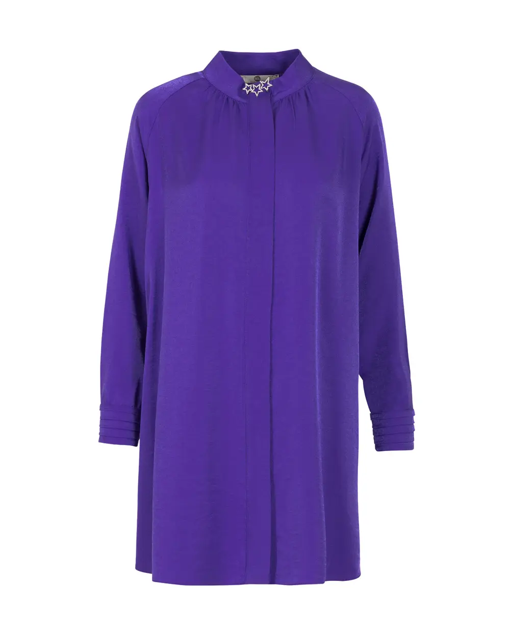 Aksesuarlı Saten Görünümlü Tunik