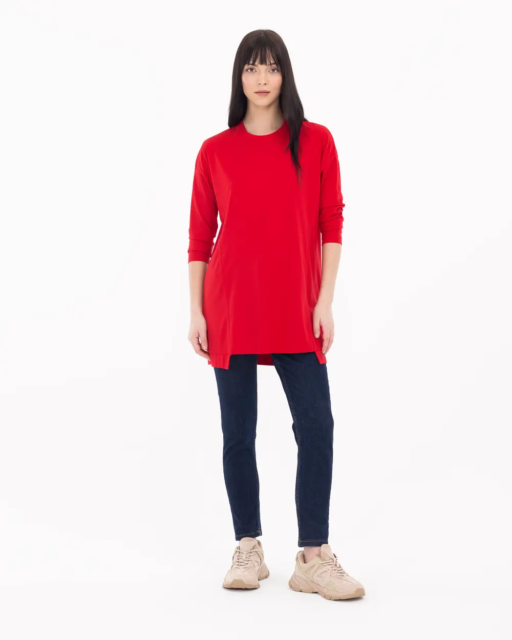  Round Neck Long Sleeve Tunic