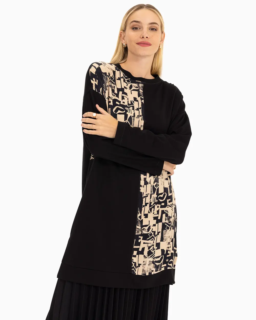 Patterned Round Neck Tunic