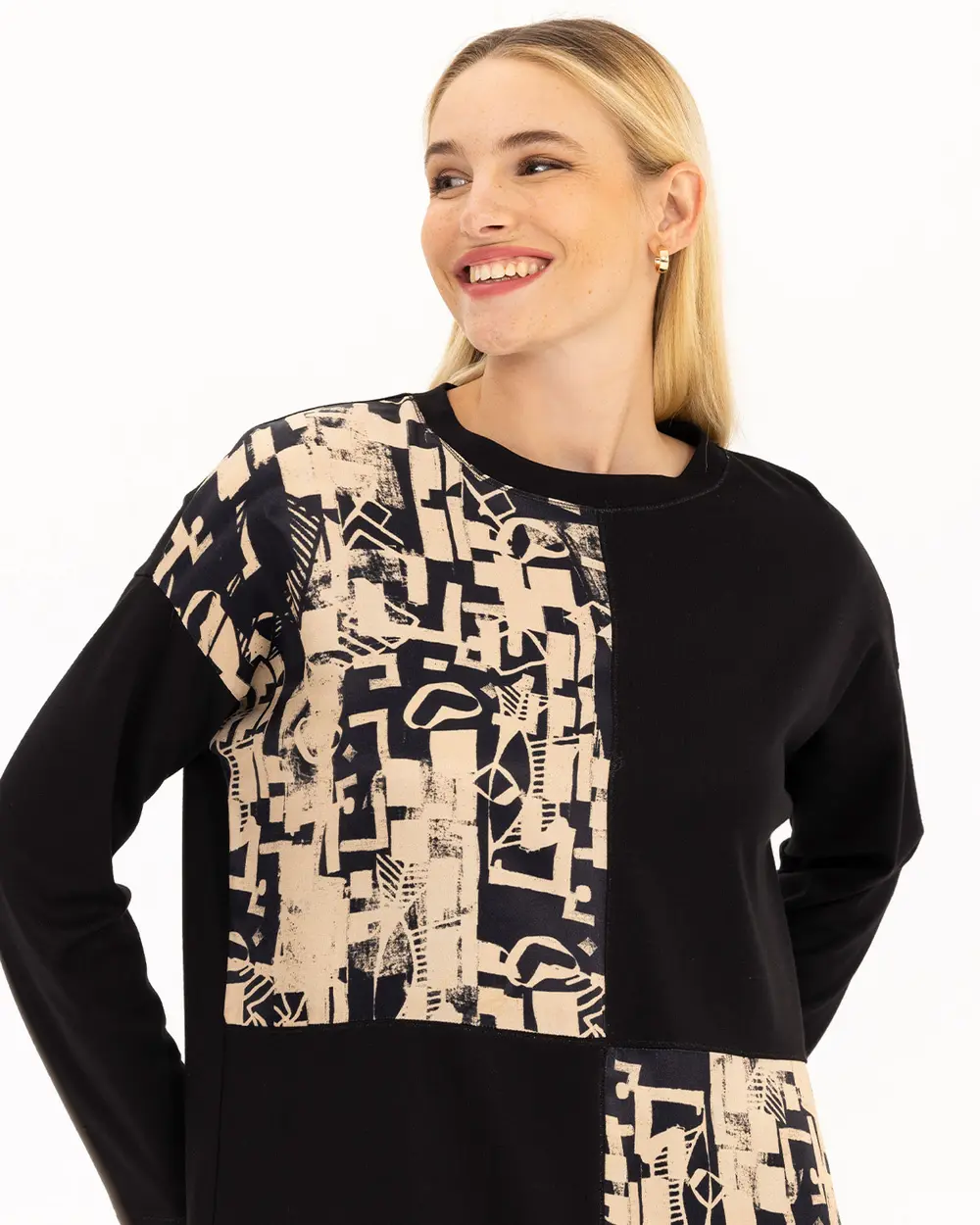 Patterned Round Neck Tunic