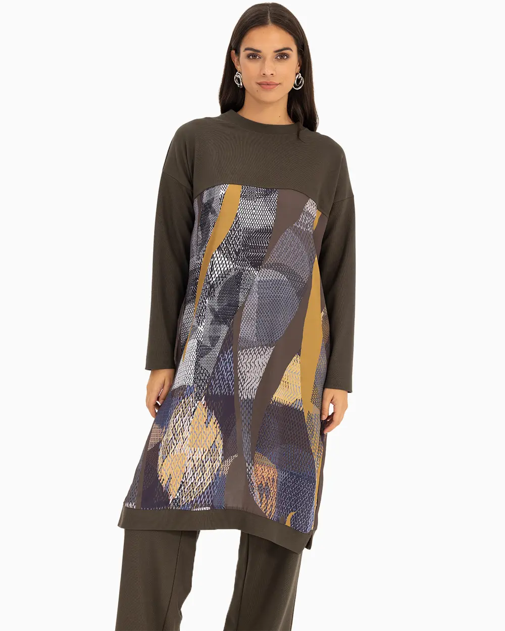 Saten Dokuma Sıfır Yaka Tunik