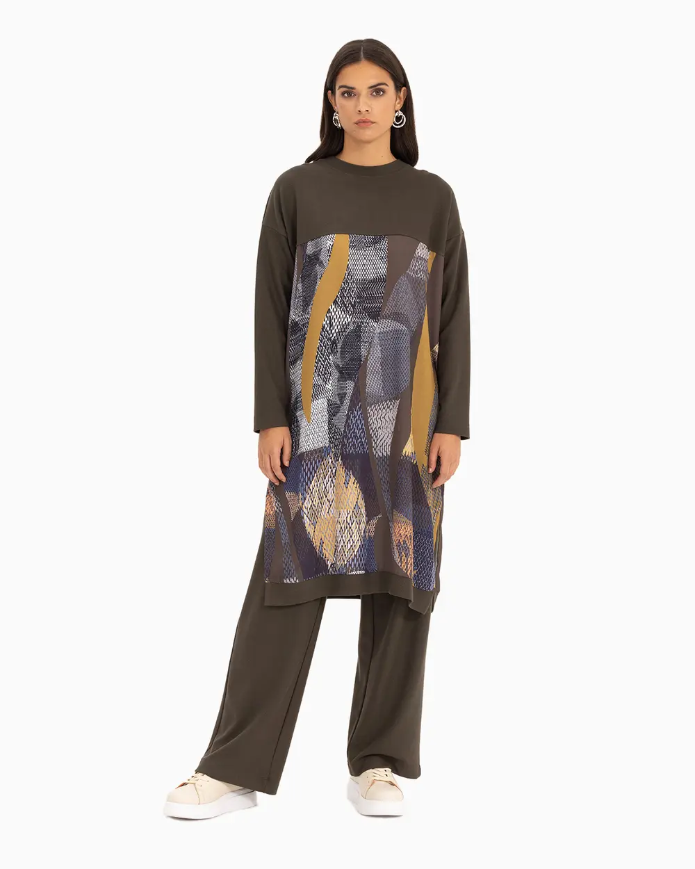 Saten Dokuma Sıfır Yaka Tunik