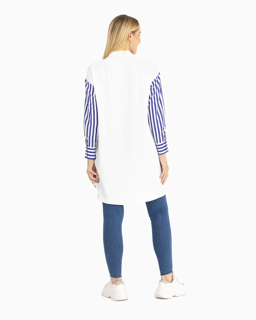  Line Patterned Front Buttoned Tunic