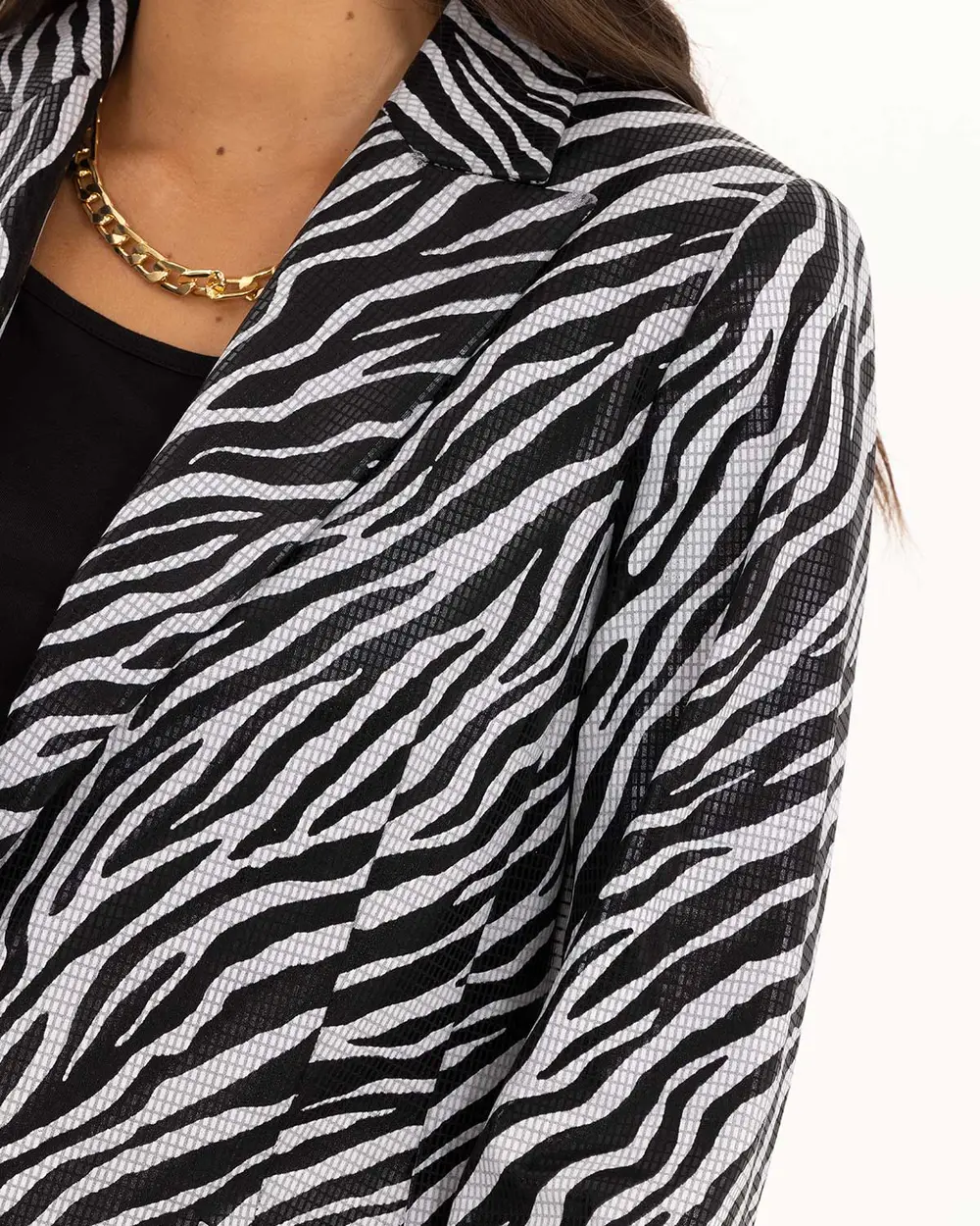 Zebra Patterned Blazer Jacket