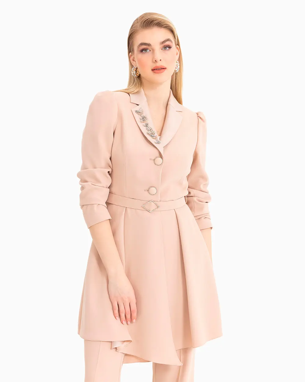 Kemer Detaylı Simli Ceket