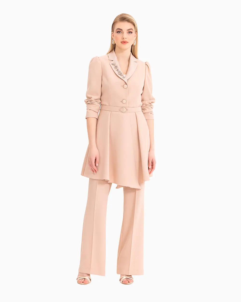 Kemer Detaylı Simli Ceket