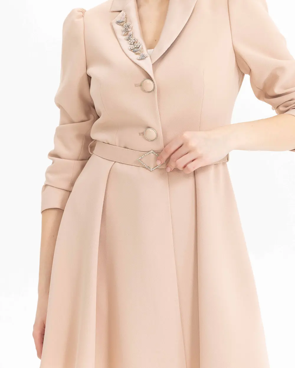 Kemer Detaylı Simli Ceket