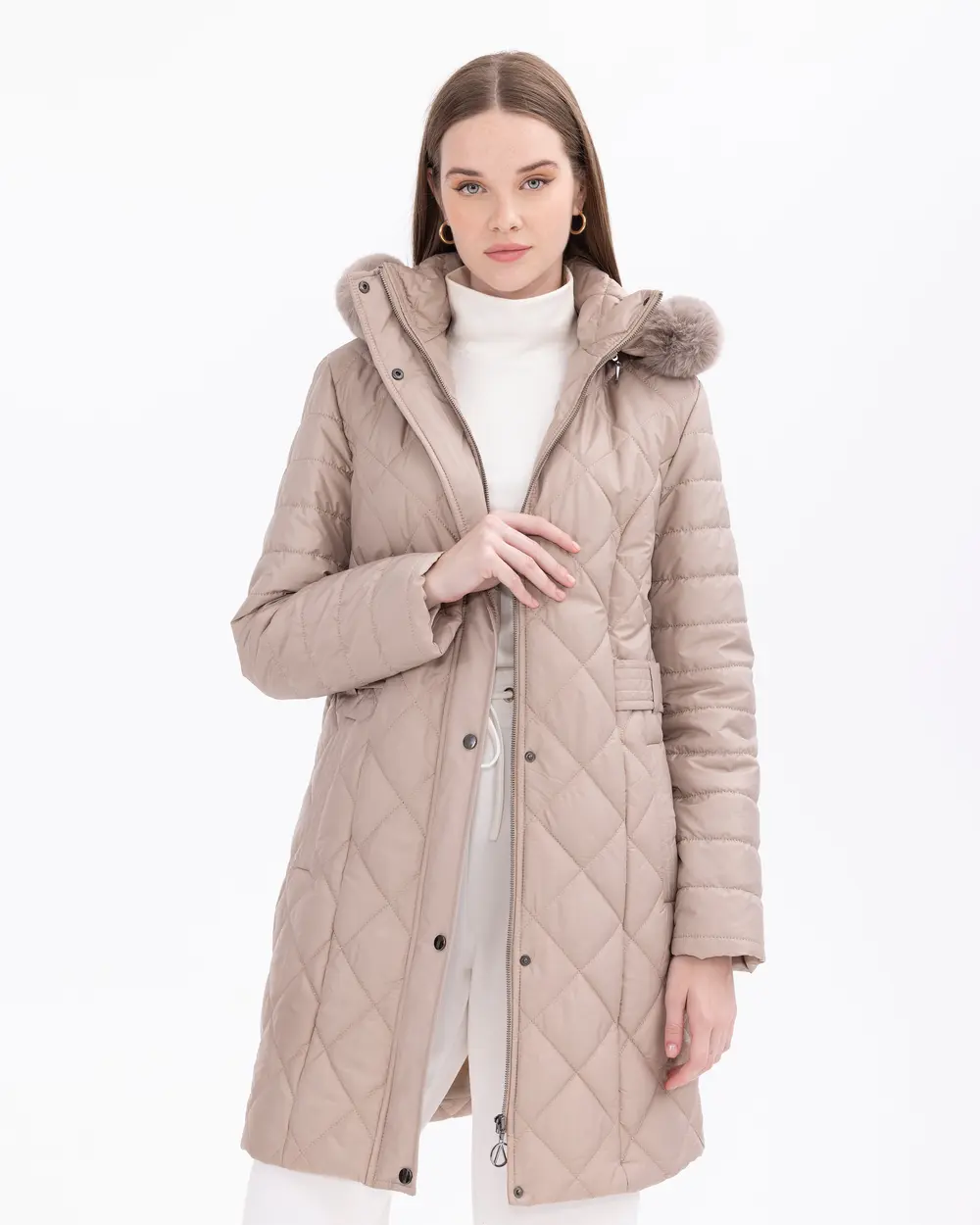 Kapüşonlu Kapitone Şişme Kaban