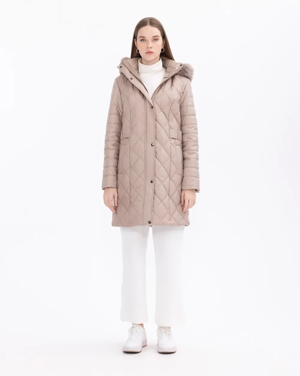 Kapüşonlu Kapitone Şişme Kaban