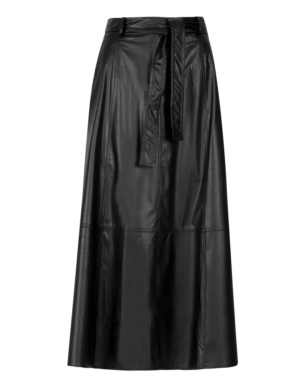 Faux Leather Midi Length Skirt