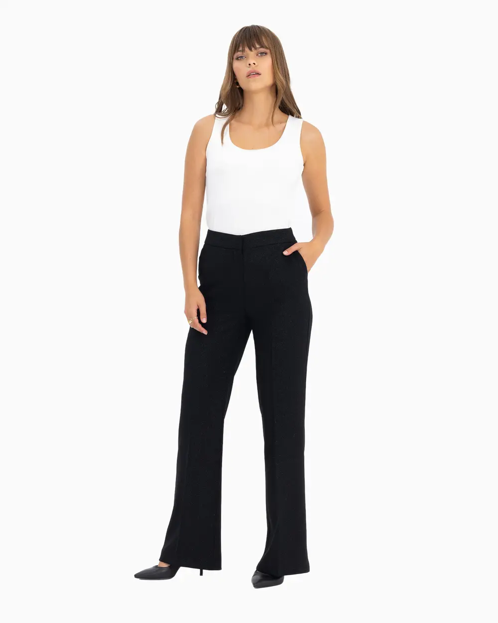 Geniş Paçalı Simli Pantolon