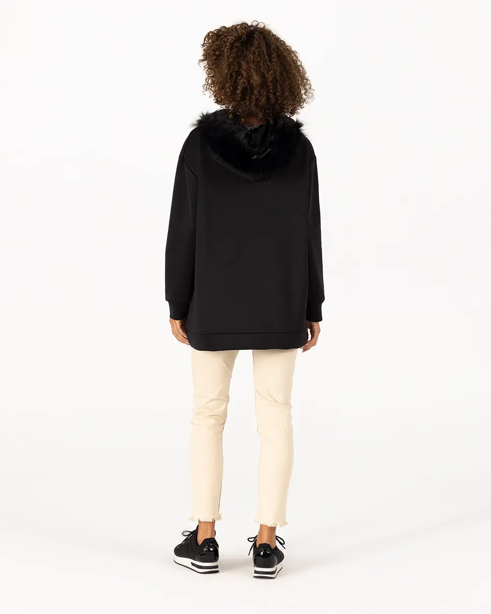 Fur Detailed Hoodie Sweatshirt