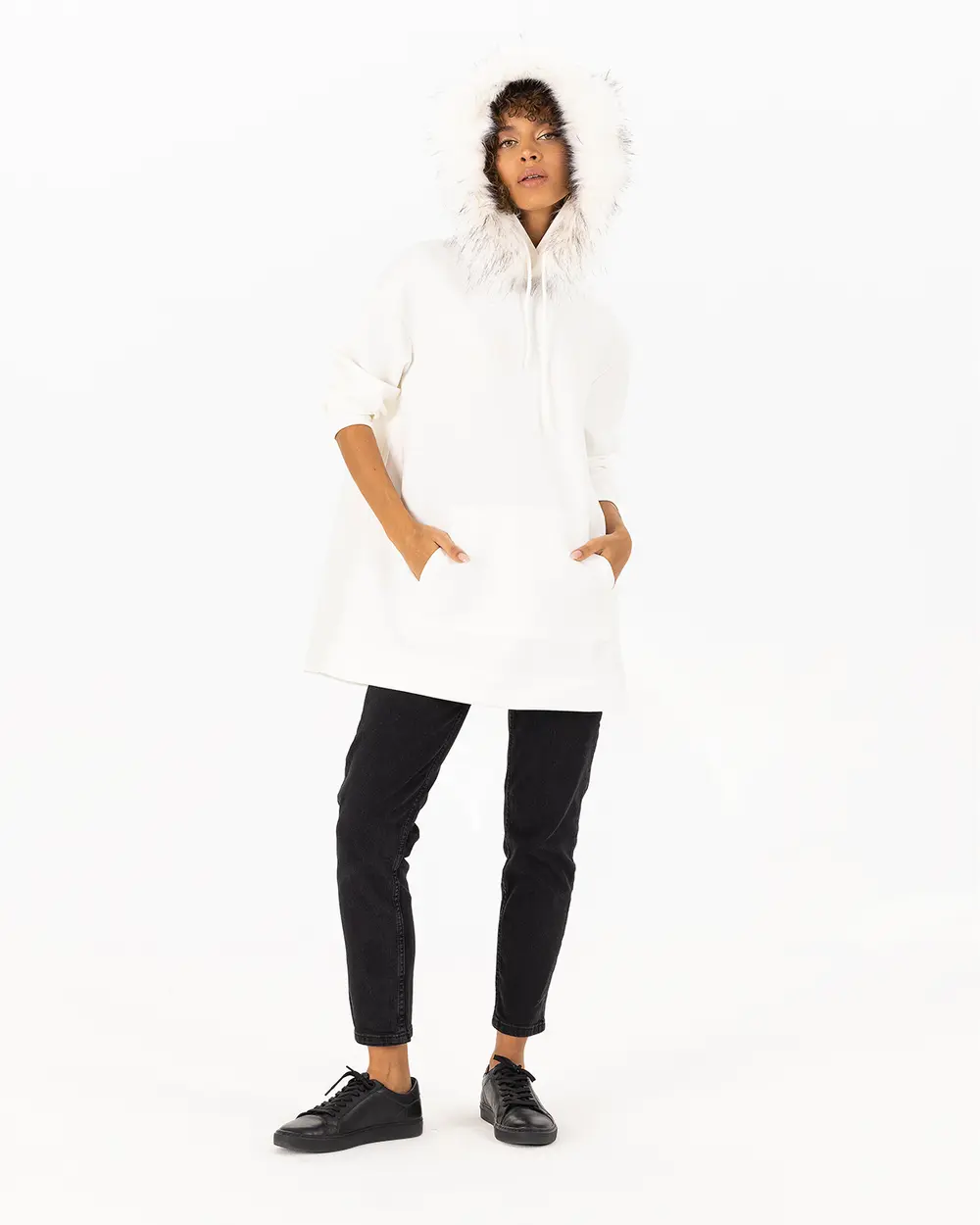 Fur Detailed Hoodie Sweatshirt