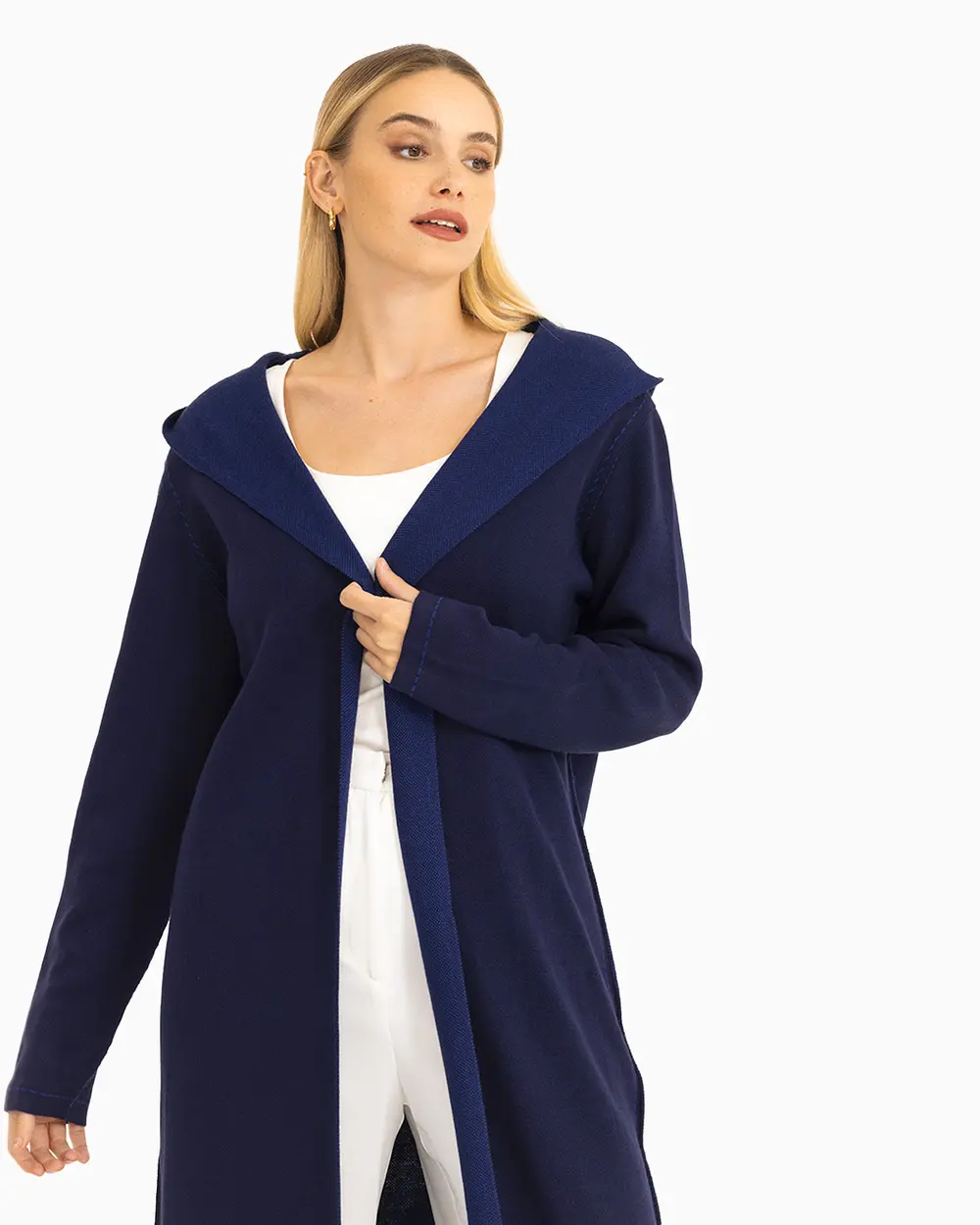 Belted Hooded Knitwear Cardigan