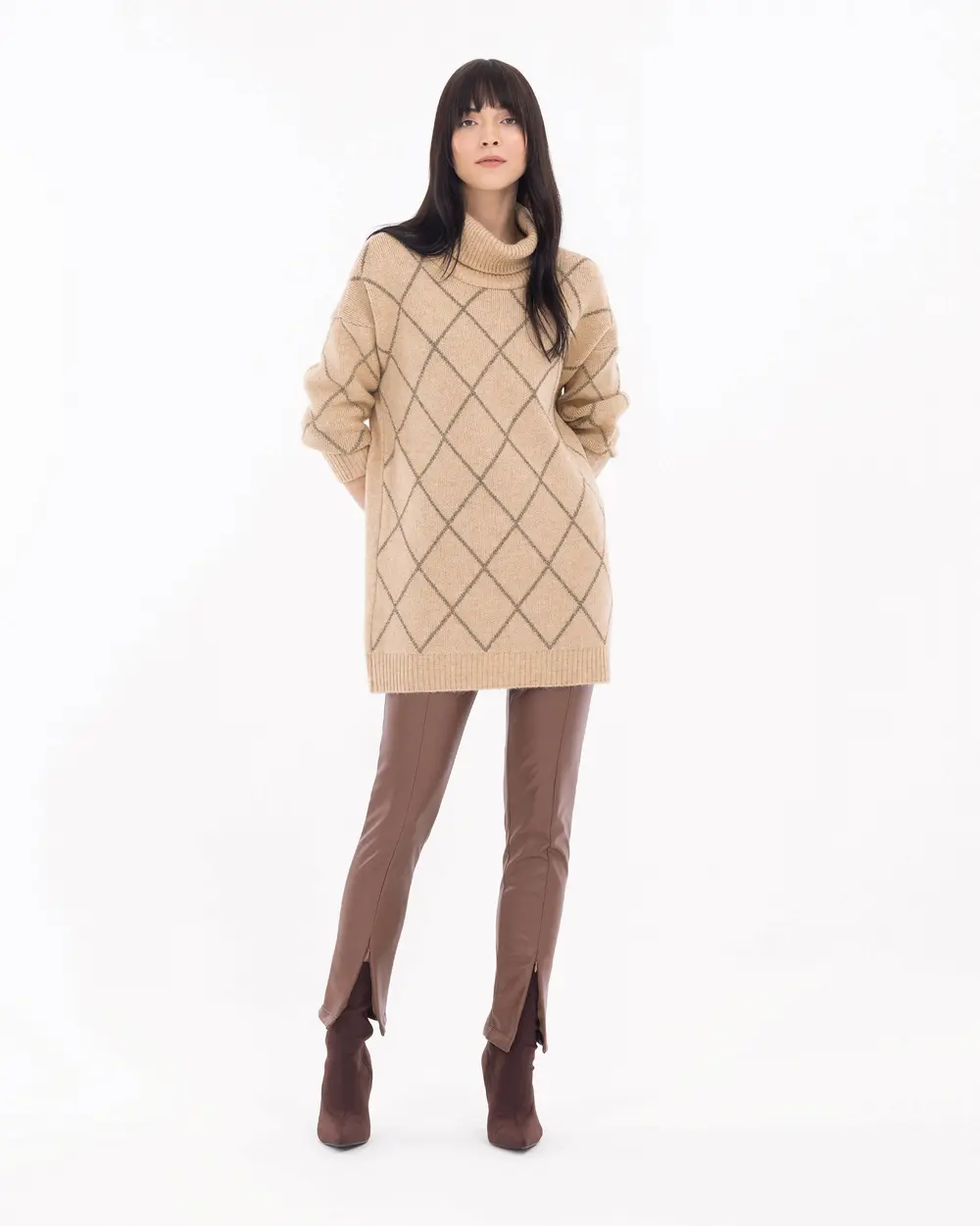 Geometric Patterned Knitwear Sweater