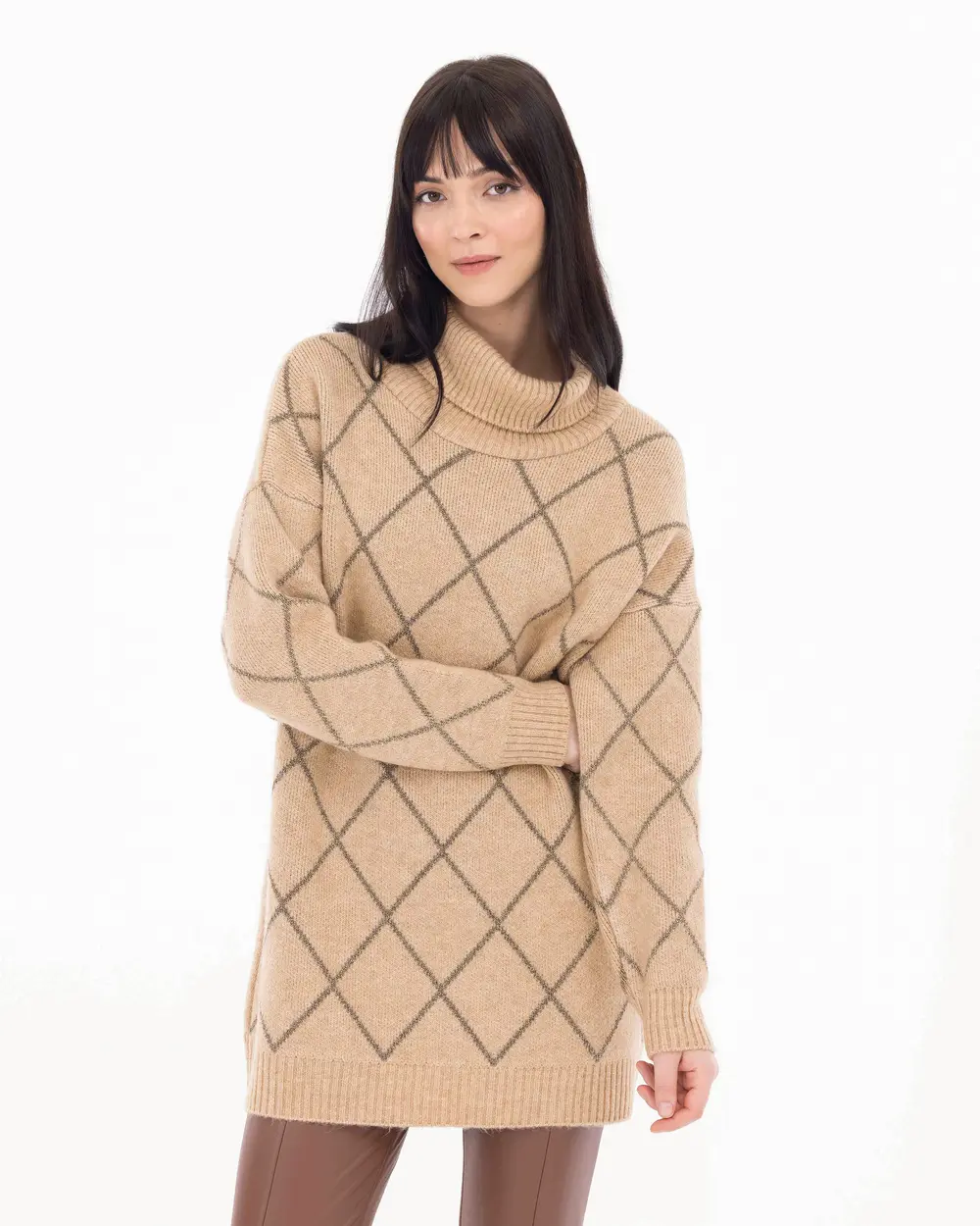 Geometric Patterned Knitwear Sweater