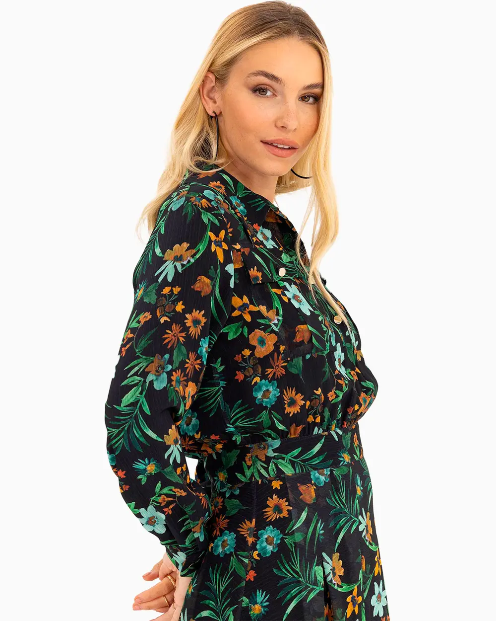 Çiçek Desenli Şifon Elbise